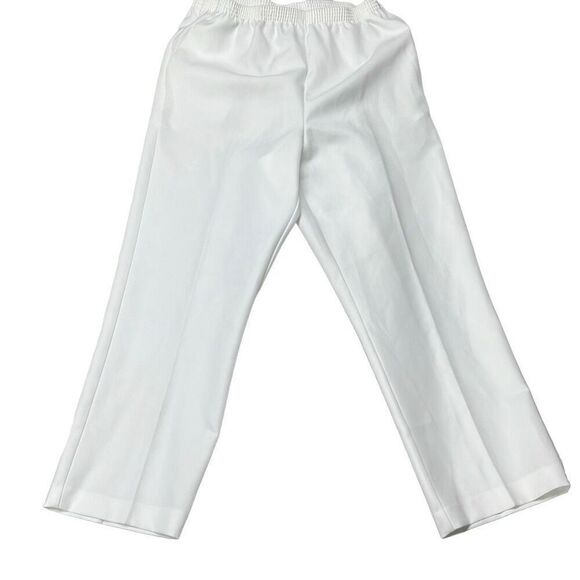 Alfred Dunner Women's White Classic Pull On Straight Leg Trouser Pants Size 16 - Picture 1 of 4